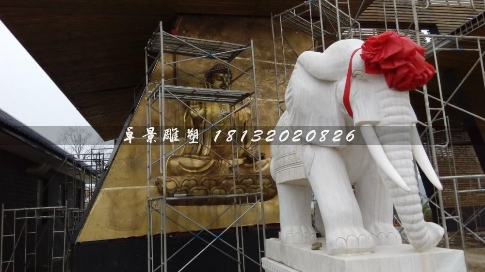 石雕大象雕塑，漢白玉大象雕塑