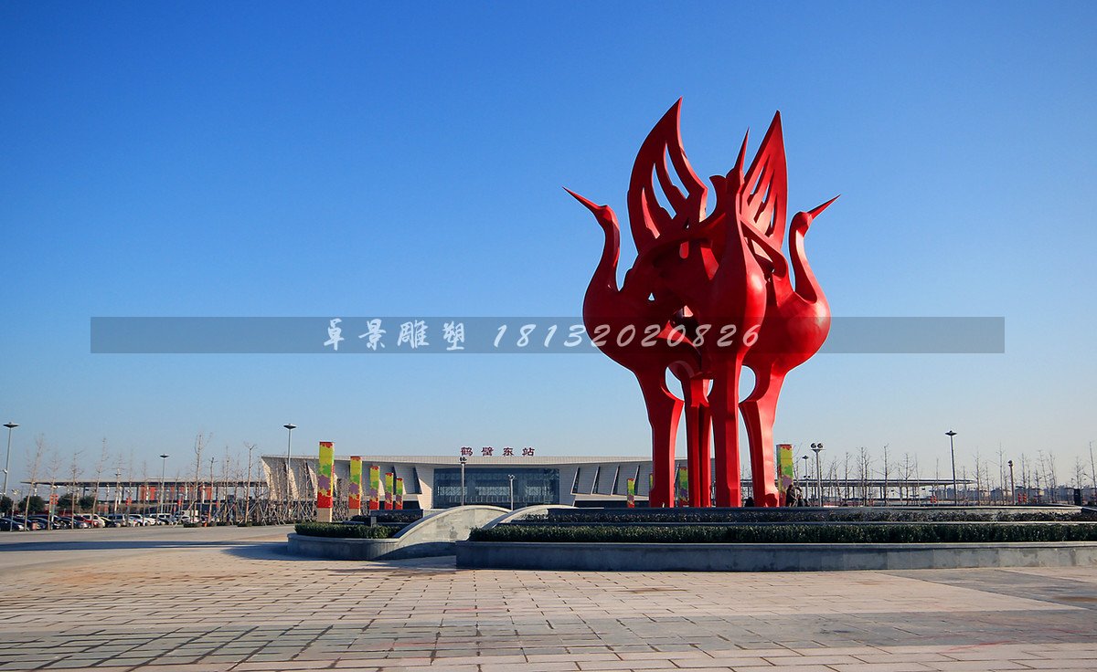 不銹鋼仙鶴雕塑，抽象仙鶴雕塑 (1)