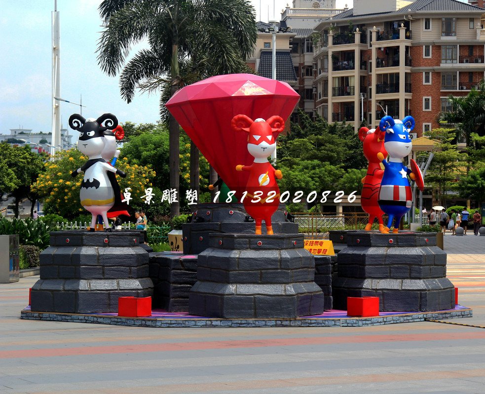 小區(qū)卡通雕塑，小區(qū)玻璃鋼人物雕塑 (1)