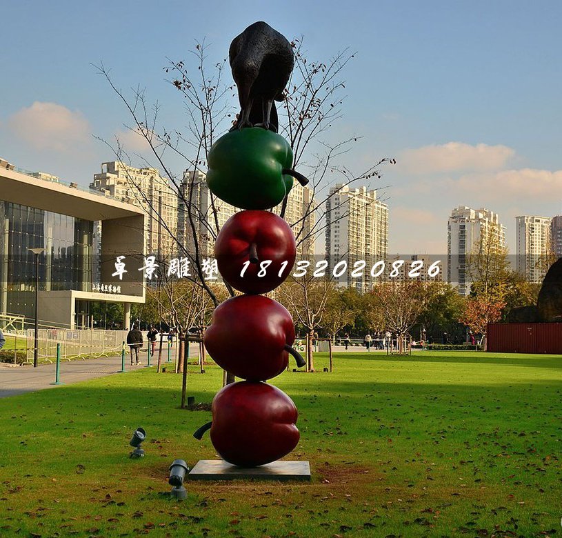 鑄銅蘋果雕塑，彩色蘋果雕塑