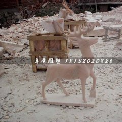 石頭小鹿雕塑，梅花鹿雕塑