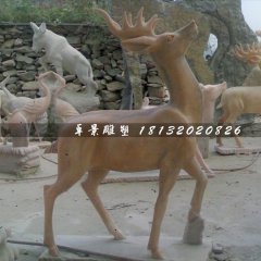 石頭鹿，石雕鹿雕塑，1.2米高石雕鹿