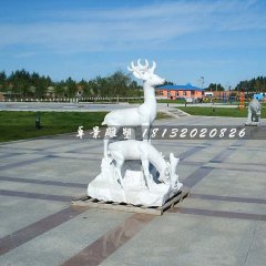 公園小鹿雕塑，廣場(chǎng)石頭鹿