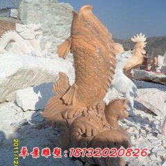 彩色石雕魚，石頭魚雕塑