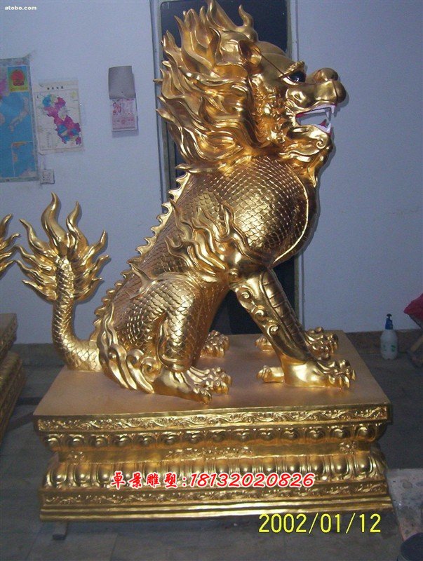 麒麟銅雕，鑄銅麒麟雕塑