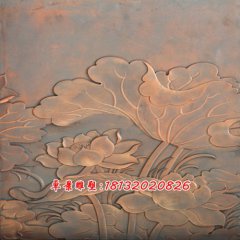 鍛銅荷花浮雕，鍛銅荷葉雕塑
