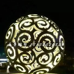 不銹鋼鏤空球雕塑，大型廣場不銹鋼鏤空透光球