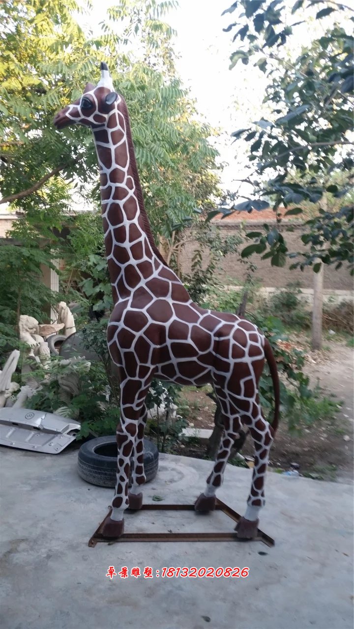 玻璃鋼長頸鹿雕塑，玻璃鋼動物