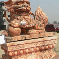 石頭看門獅子，石雕獅子