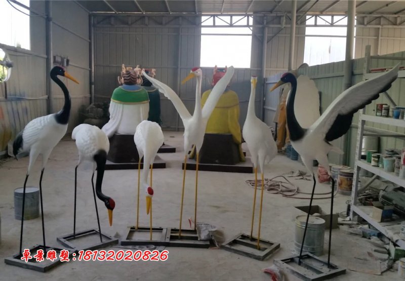 玻璃鋼仙鶴雕塑，玻璃鋼丹頂鶴 (2)