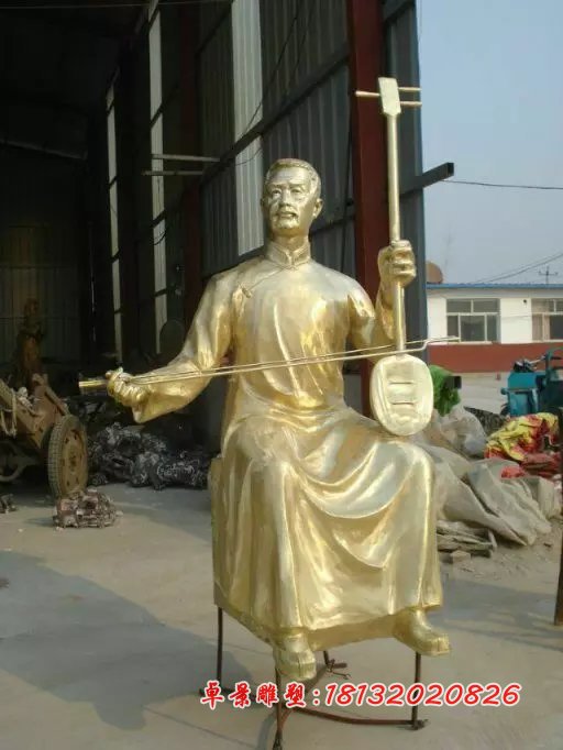 拉二胡銅雕，人物銅雕，廣場(chǎng)人物銅雕