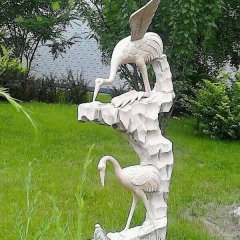 石材仙鶴雕塑，石雕鶴