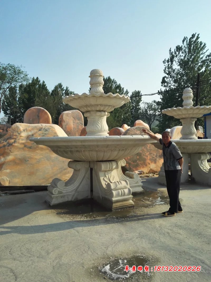 大理石噴泉，兩層石噴泉 (3)