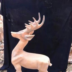 小鹿石雕，晚霞紅小鹿雕塑