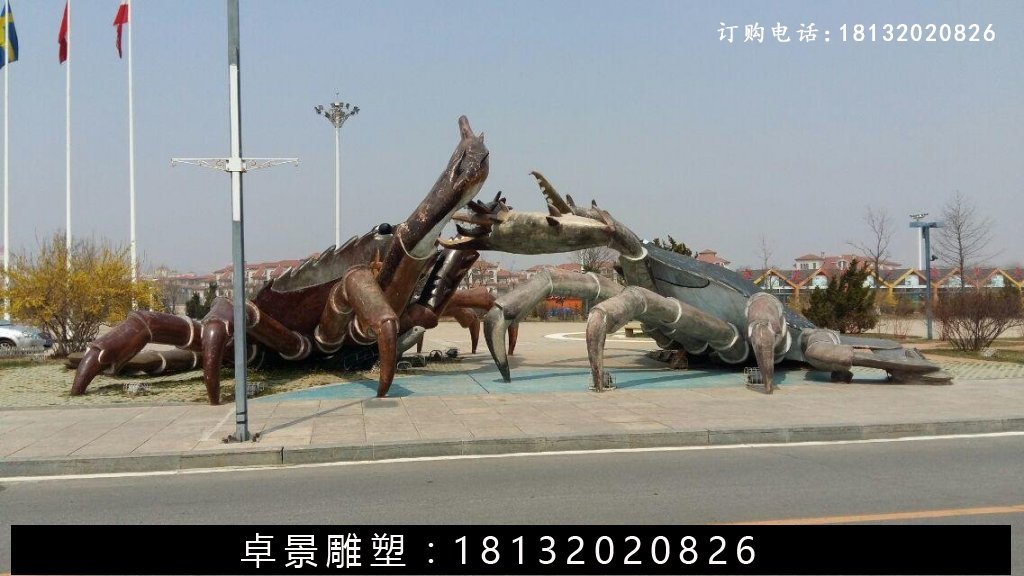 玻璃鋼螃蠏雕塑，仿真螃蠏雕塑