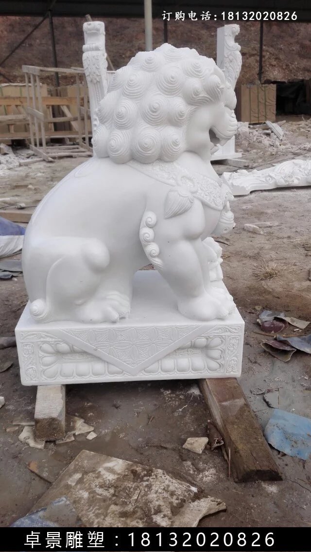 漢白玉獅子雕塑，北京獅漢白玉雕塑 (3)