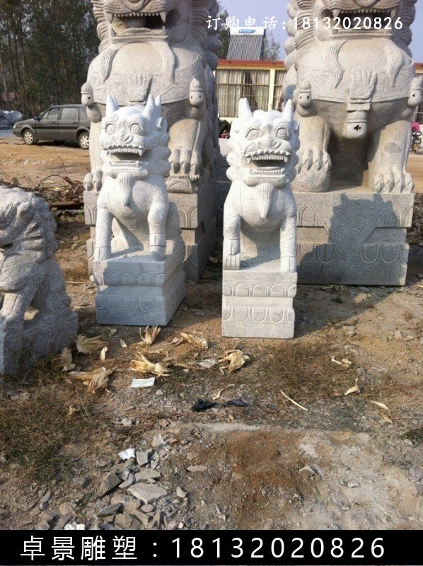 麒麟石雕，漢白玉麒麟雕塑 (2)