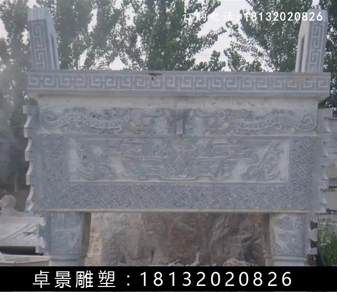 石方鼎，仿古石鼎，石香爐雕塑 (2)