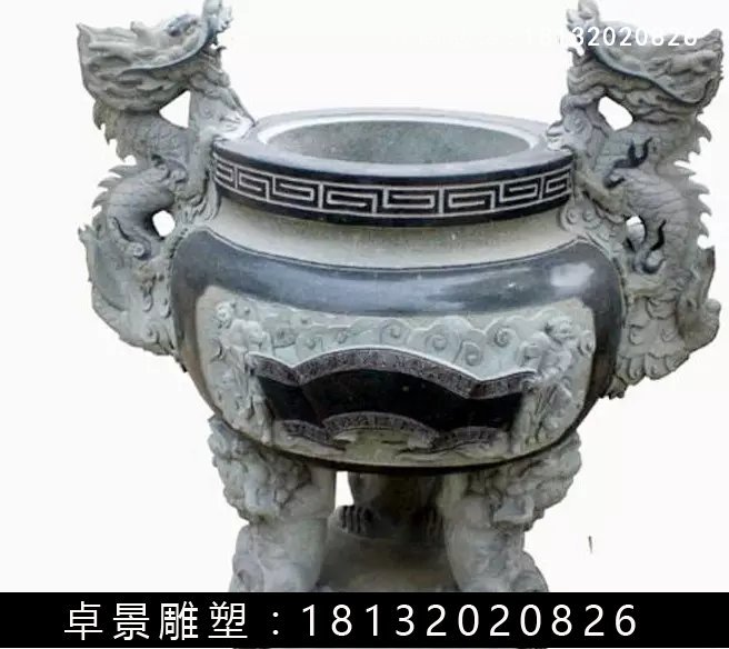 石圓鼎，石香爐雕塑 (7)