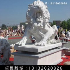 西洋獅石雕，漢白玉西洋獅雕塑