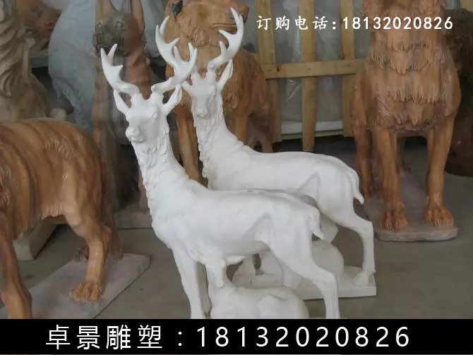 小鹿石雕，漢白玉小鹿雕塑