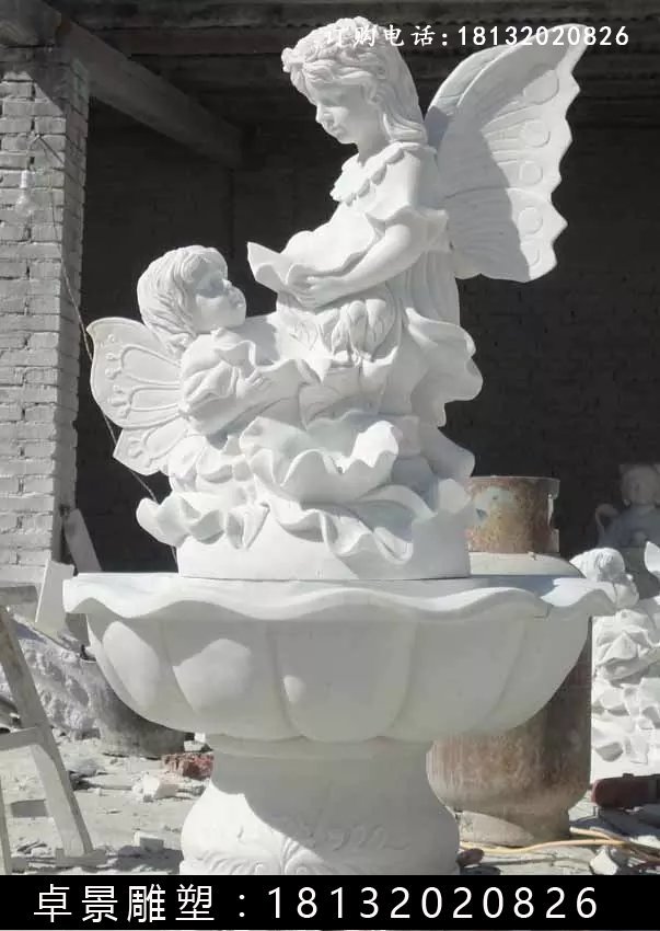 小天使石噴泉，漢白玉小天使噴泉雕塑
