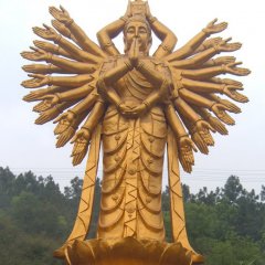 千手觀音銅雕，貼金千手觀音雕塑