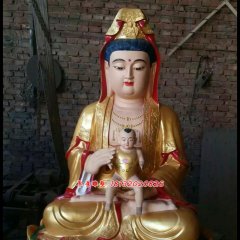 觀音送子銅雕，貼金銅觀音送子雕塑