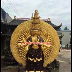 千手觀音銅雕，彩繪千手觀音銅雕