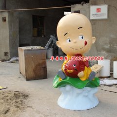 玻璃鋼小和尚雕塑，玻璃鋼人物雕塑