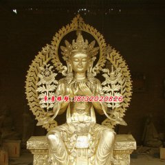 菩薩銅雕，貼金菩薩雕塑