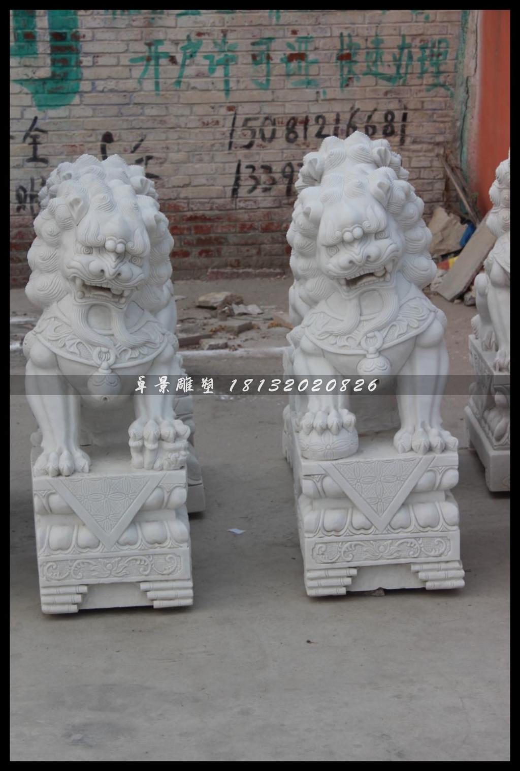 獅子石雕，漢白玉獅子雕塑 (1)