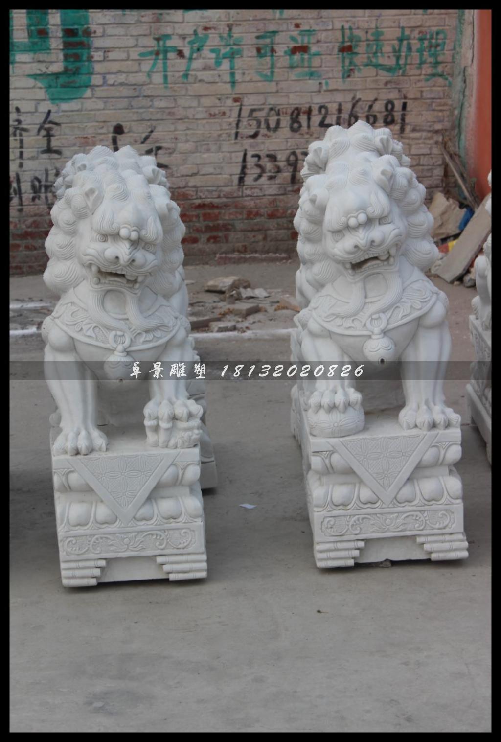 獅子石雕，漢白玉獅子雕塑 (2)