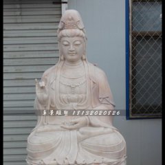 觀音送子石雕，漢白玉觀音送子石雕