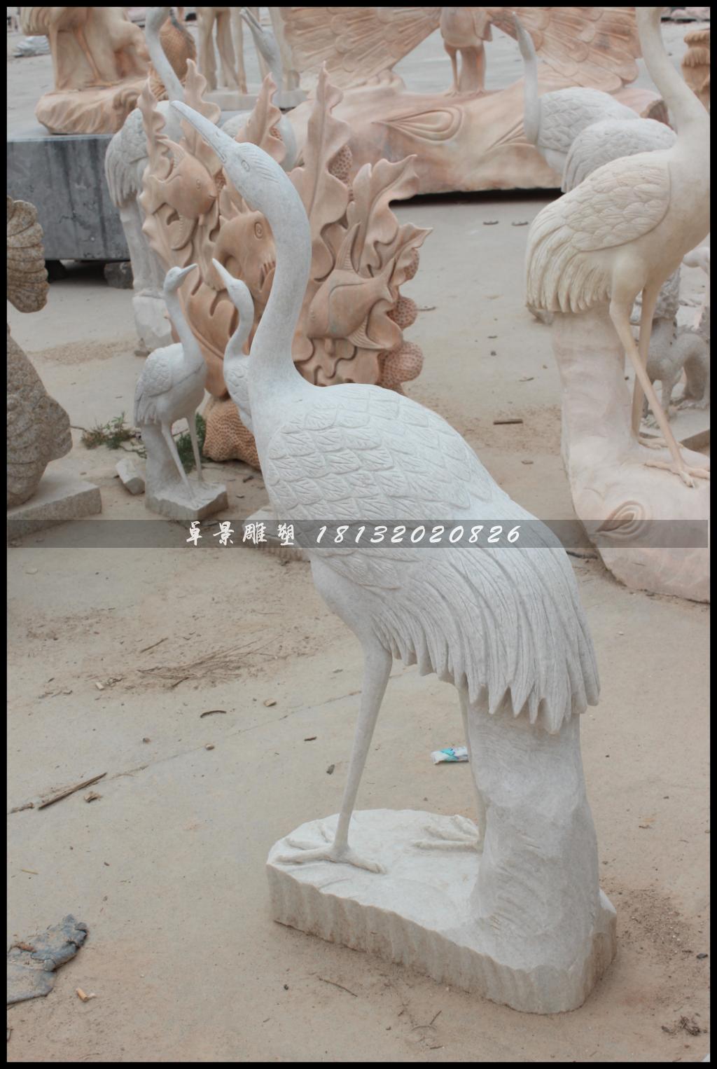 仙鶴石雕，漢白玉仙鶴雕塑 (1)