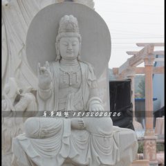 坐式觀音菩薩雕塑，漢白玉坐式觀音菩薩雕塑