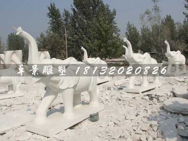 漢白玉石雕大象，鼻子向上大象雕塑2