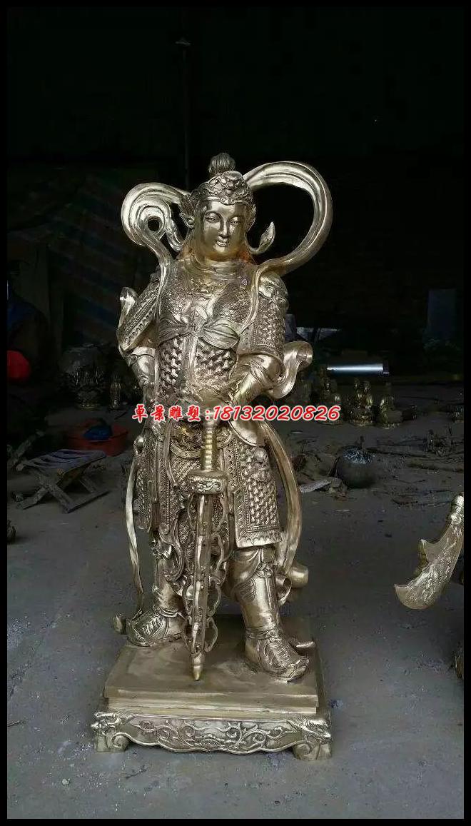 韋佗佛護(hù)法銅雕，鑄銅韋佗佛護(hù)法雕塑