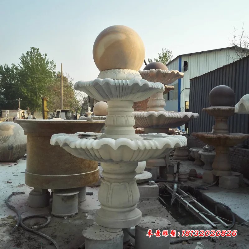 風(fēng)水球石雕，兩層風(fēng)水球雕塑 (2)