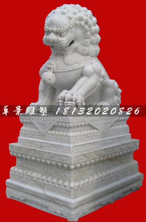石獅子雕塑，漢白玉獅子雕塑 (2)