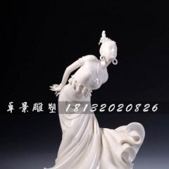 美女跳舞石雕，漢白玉美女雕塑