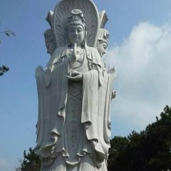 觀音菩薩石雕，三面觀音菩薩石雕