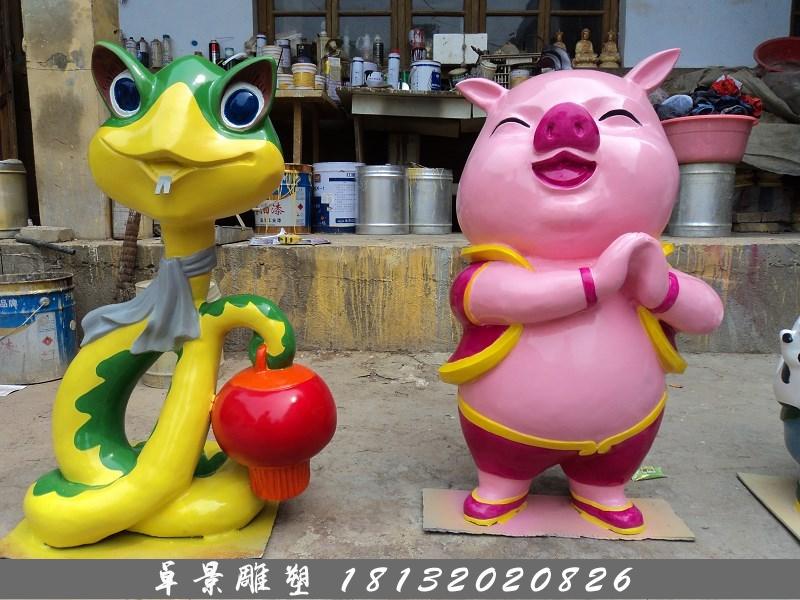 玻璃鋼十二生肖雕塑，玻璃鋼卡通十二生肖雕塑 (2)