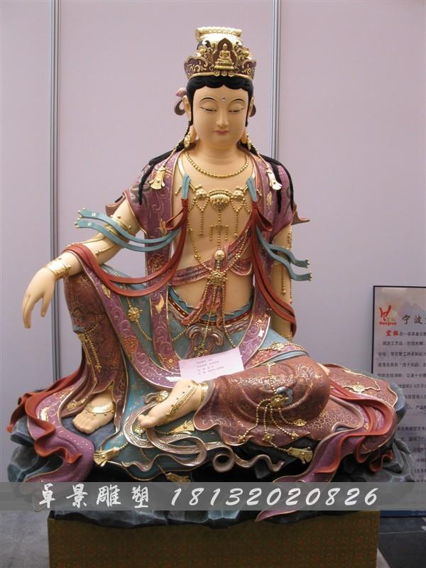 玻璃鋼觀音雕塑，坐式觀音菩薩玻璃鋼雕塑