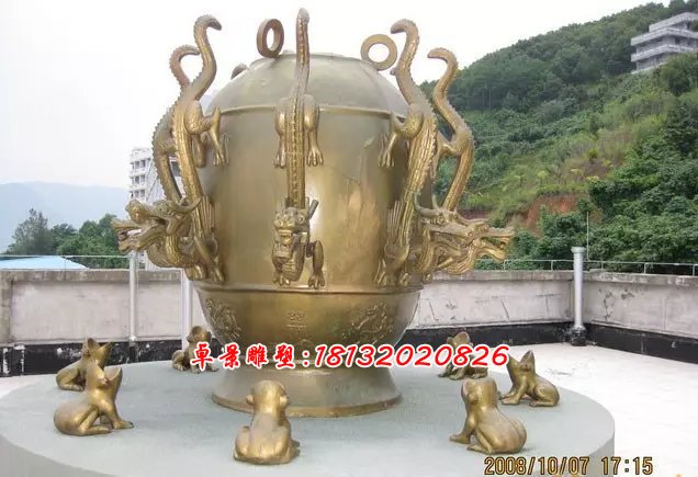 地動(dòng)儀銅雕,地震儀銅雕