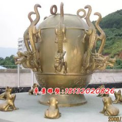 地動(dòng)儀銅雕，地震儀銅雕
