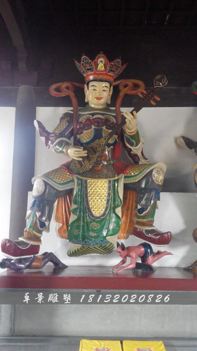 玻璃鋼四大天王雕塑，彩繪四大天王玻璃鋼雕塑 (1)