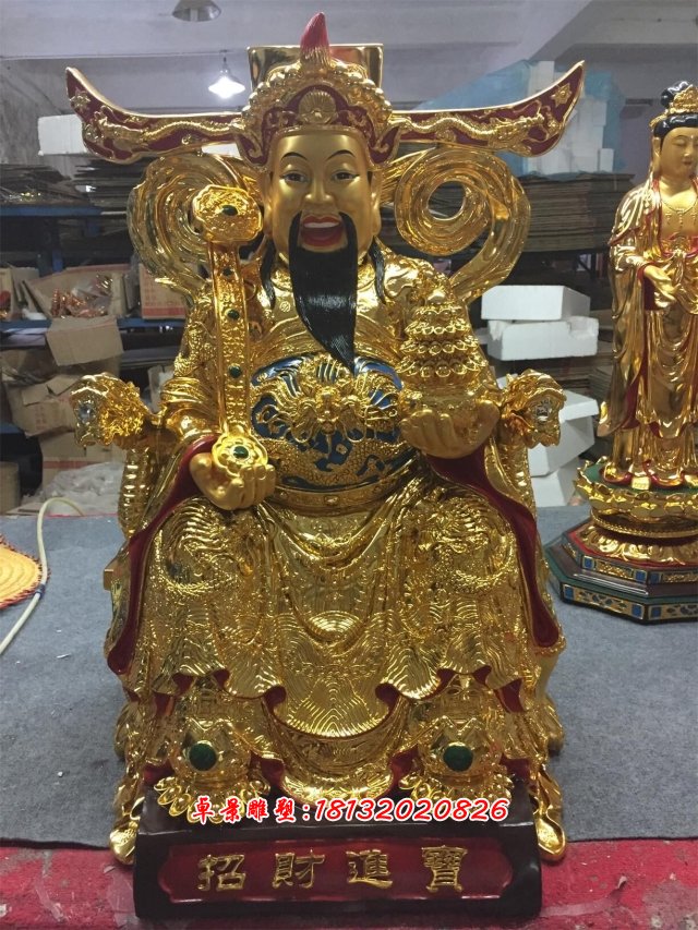 財神銅雕，鑄銅財神雕塑 (4)