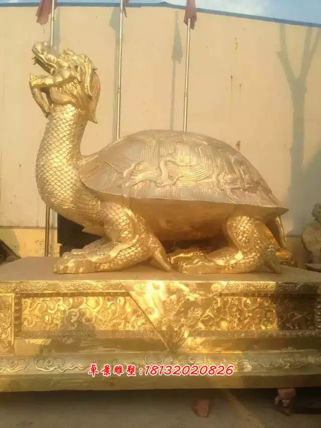 銅雕龍龜?shù)袼?，鑄銅龍龜