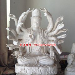 千手觀音石雕，漢白玉千手觀音雕塑